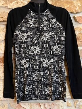 Smartwool Black and White Patterned Quarter-Zip Pullover